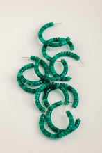 Load image into Gallery viewer, Green Beaded Candy Statement Hoop Earrings
