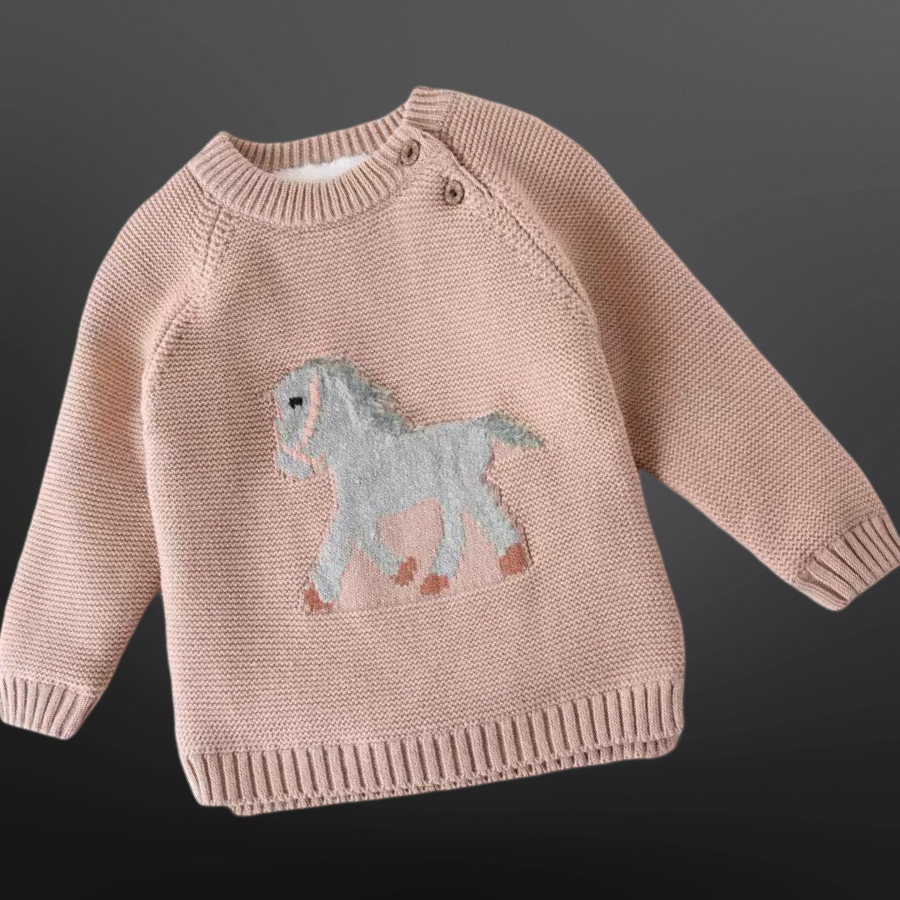 Equestrian Western Horse Knit Baby Sweater