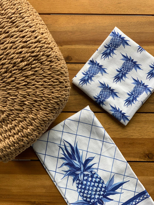 Blue Pineapple All Over Kitchen Towel