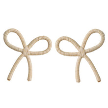 Load image into Gallery viewer, Natural Raffia Wrapped Bow Statement Earrings
