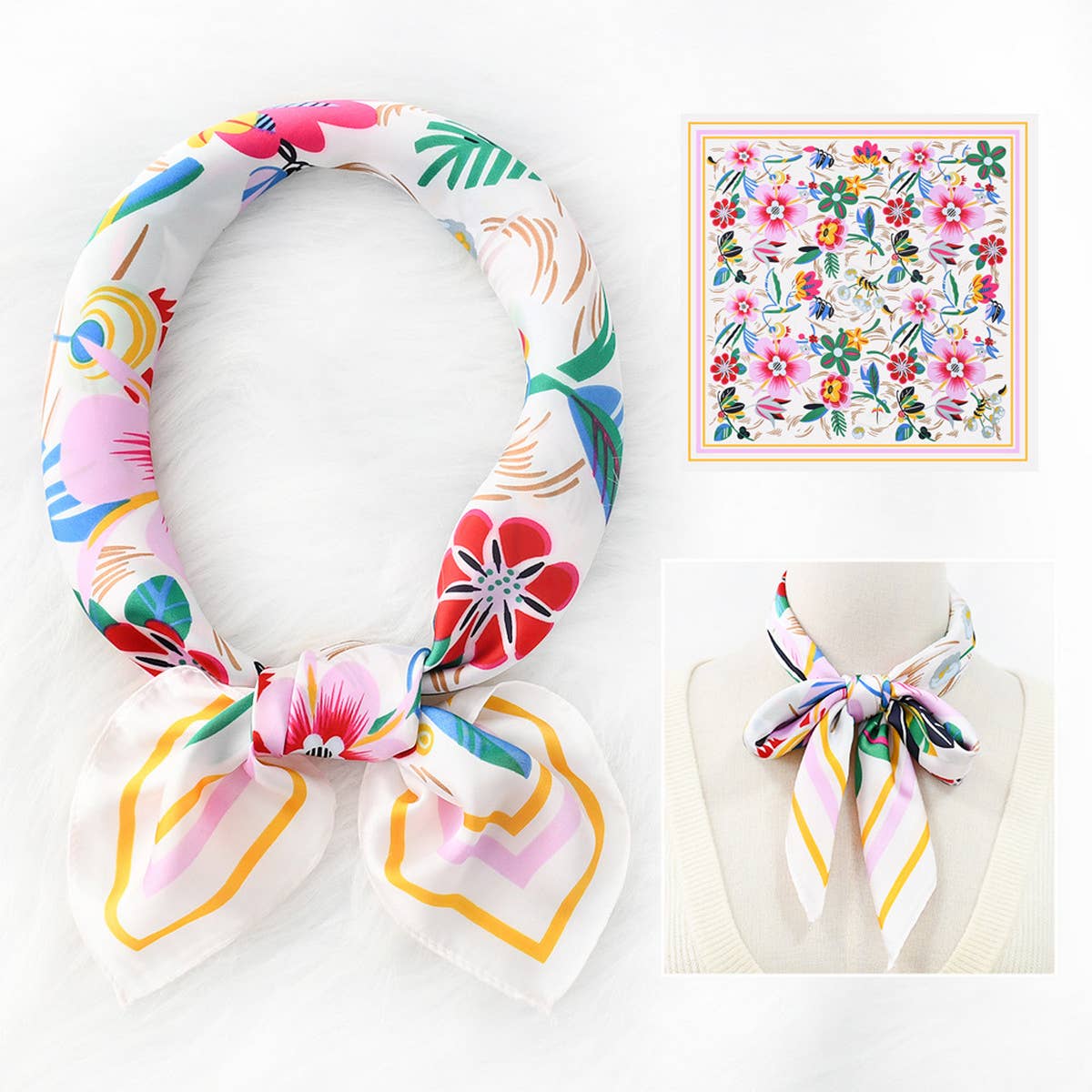 Floral Print  Scarf – Vintage Neck & Head Wrap