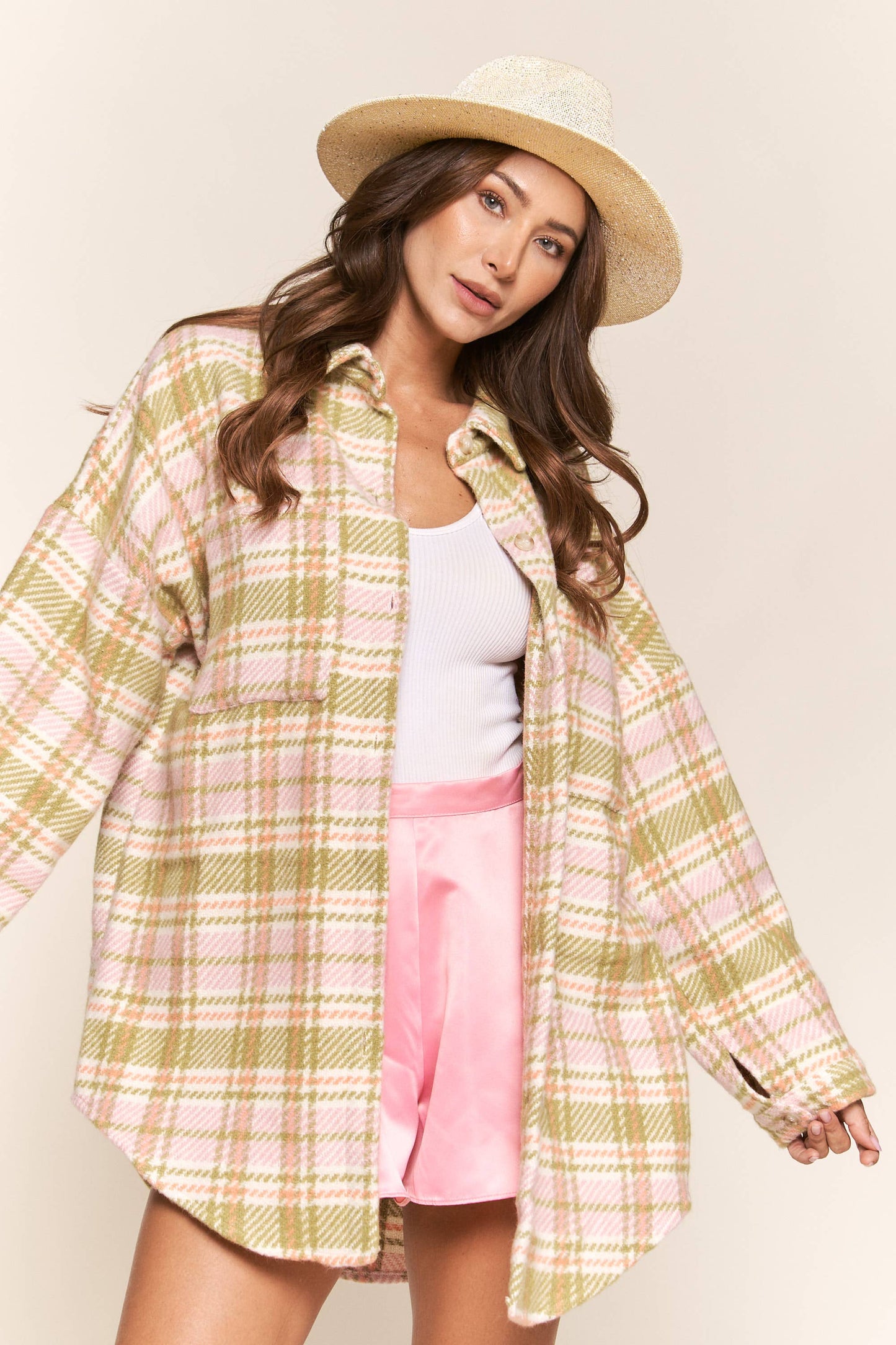 PLAID BUTTON DOWN JACKET