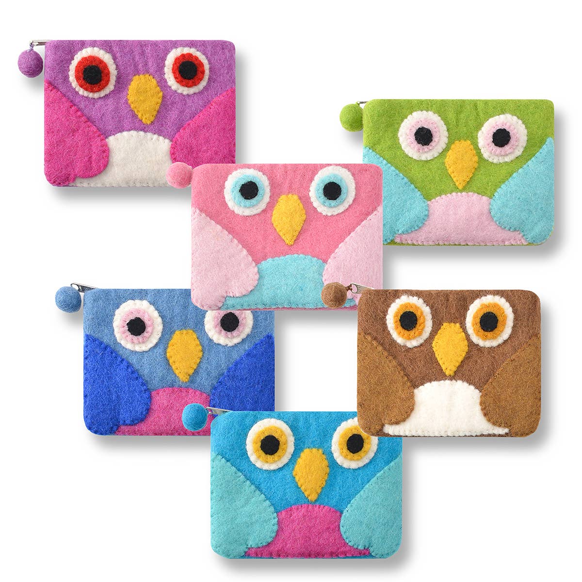 Owl Faced Square Design Coin Purse