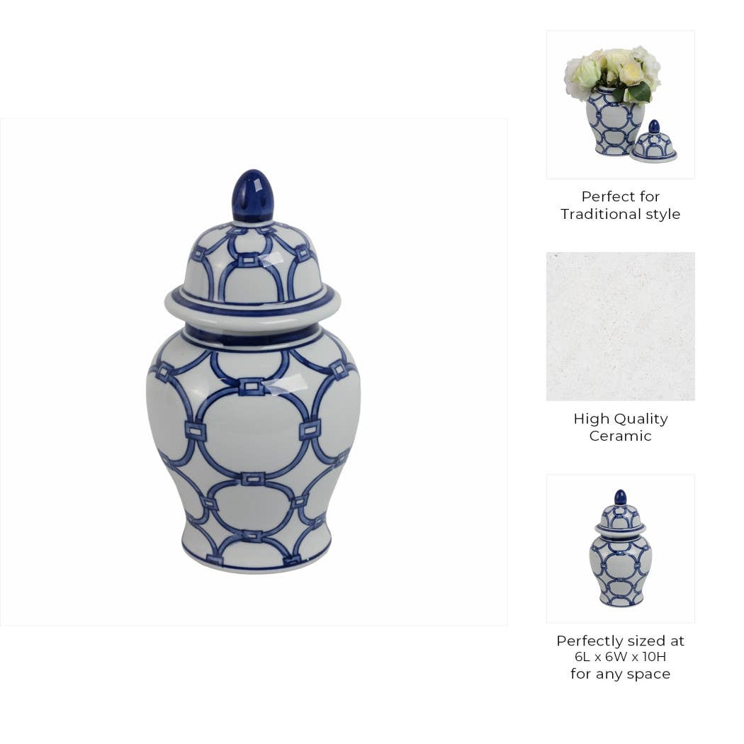 Ceramic Links Flower Decorative Temple Jar