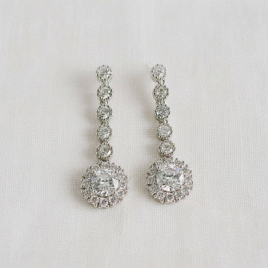 Regal Geometric Drop Earrings with Dazzling Accents