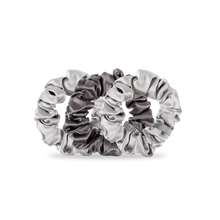 Load image into Gallery viewer, Silk Hair Scrunchie | Small | Silver Flames
