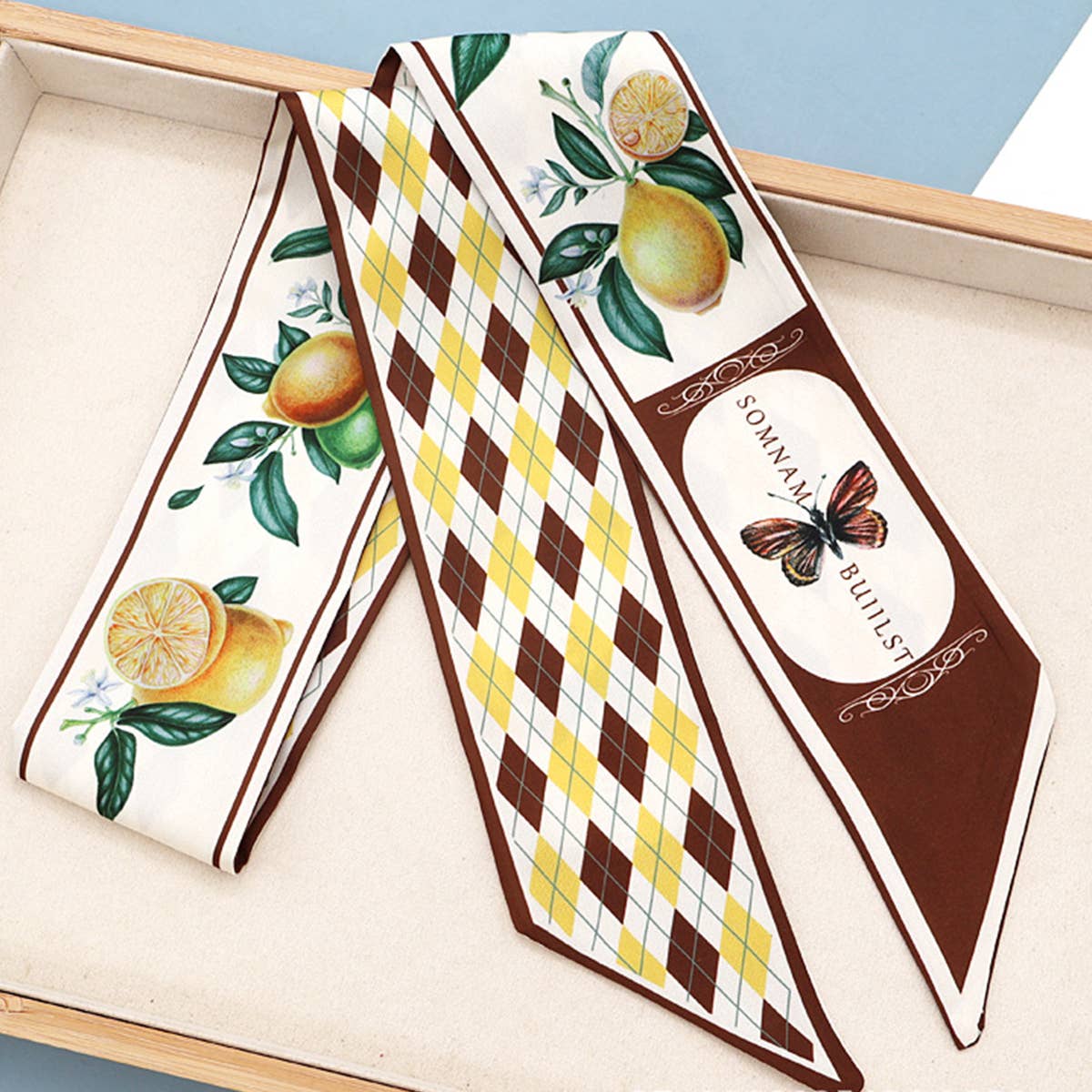 Fruit Print Twilly Scarf – Hair Tie & Bag Ribbon