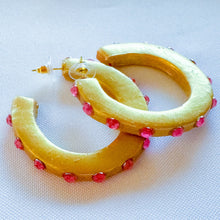 Load image into Gallery viewer, Pink Studded Hoops
