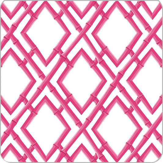 4" Bamboo Trellis Paper Coasters Set of 20 | Hot Pink