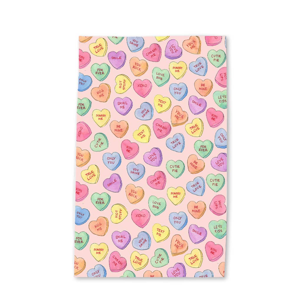 Pink Conversation Hearts - Valentine's Kitchen Tea Towel