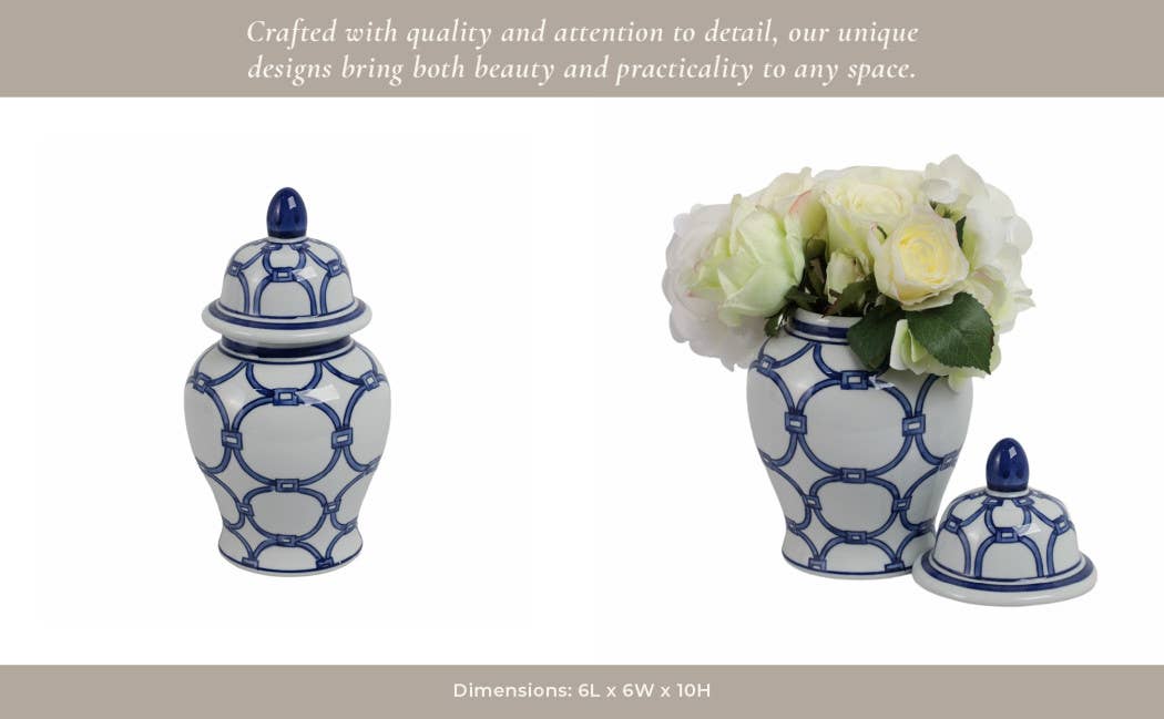 Ceramic Links Flower Decorative Temple Jar