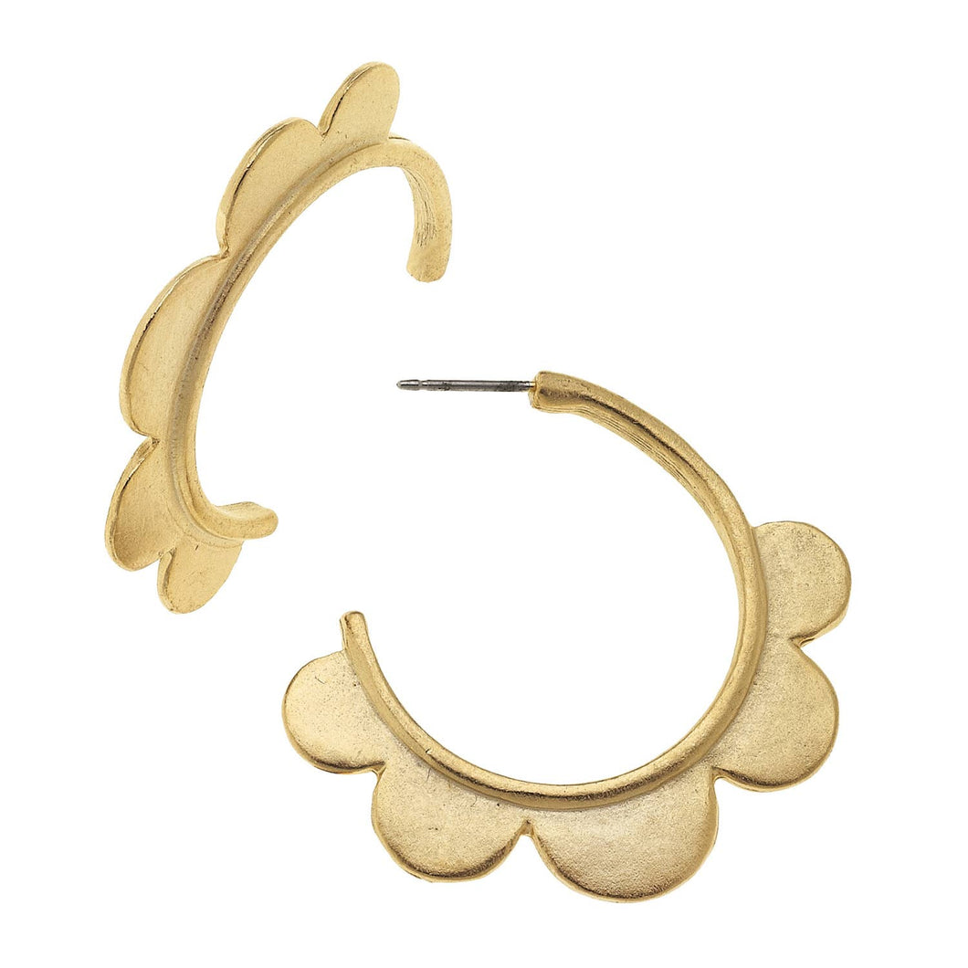 Gold Scallop Hoop Earrings