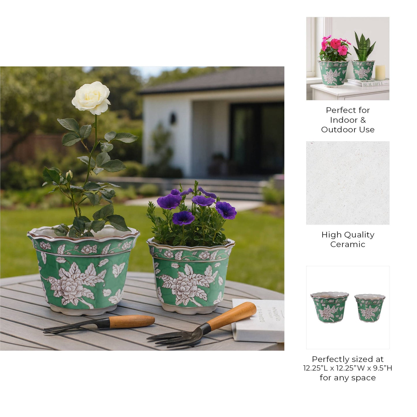 Ceramic Bird and Flower Planters