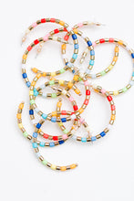 Load image into Gallery viewer, Multi-Colored Rainbow Beaded Statement Hoop Earrings
