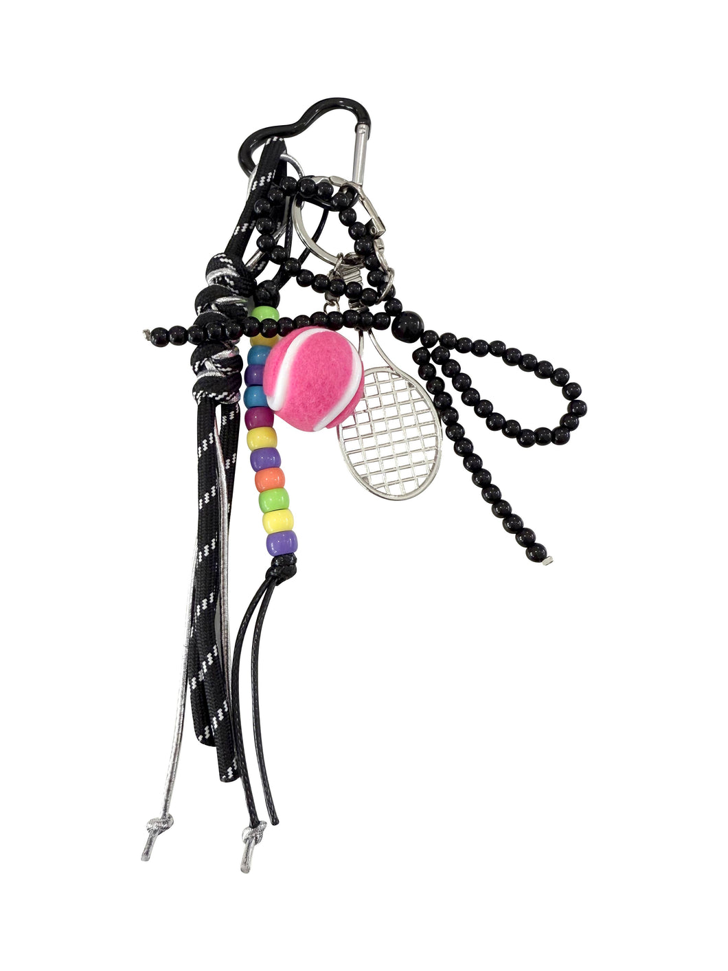 Becca Bag Charm - Black with Tennis Charm: Pink