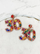 Load image into Gallery viewer, &#39;30&#39; Birthday Celebration Rhinestone Drop Earrings
