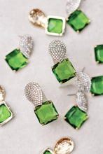 Load image into Gallery viewer, Retro Pave Crystal and Peridot Gum Drop Earrings
