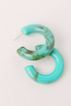 Load image into Gallery viewer, Turquoise Chunky Lucite Statement Hoop Earrings
