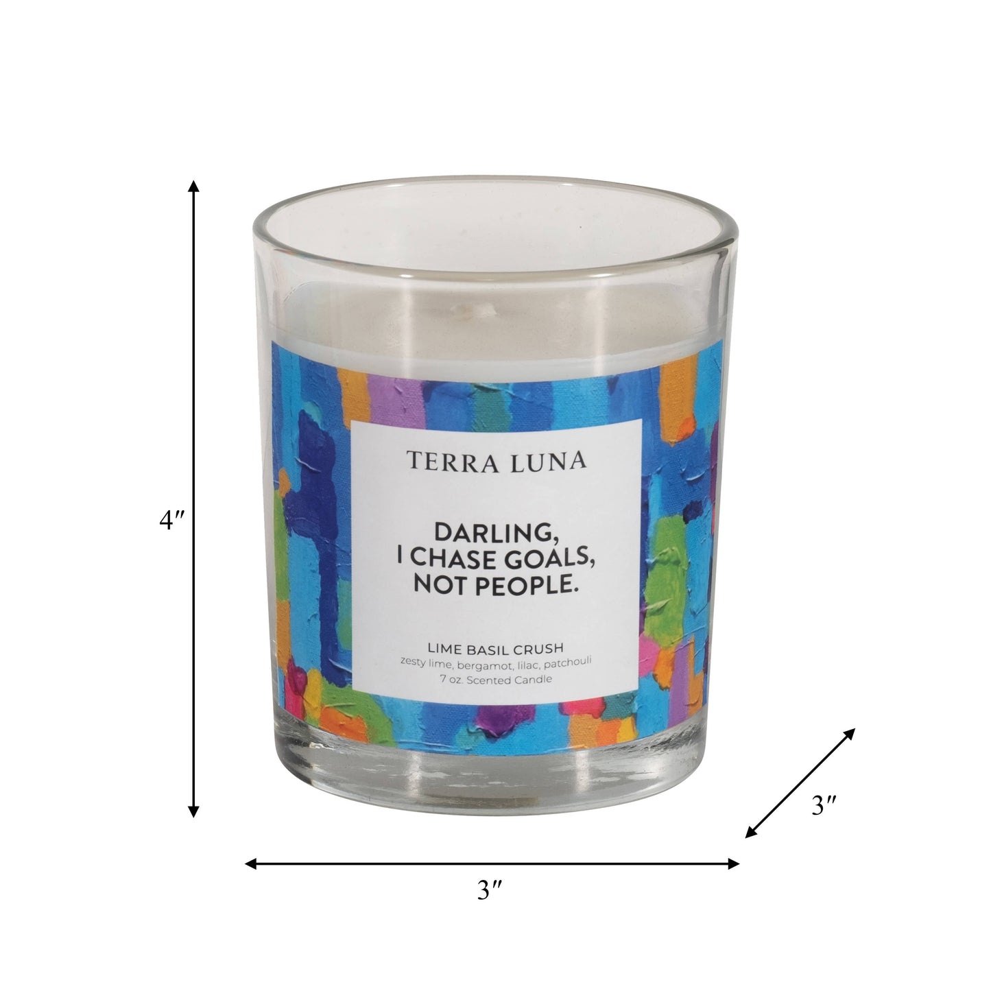 Boxed Candle - Blue Glass "Chase Goals Not People", 7 Oz