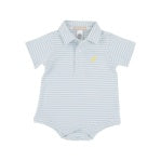 Prim & Proper Polo SS- Pima Buckhead Blue Stripe/Seaside Sunny Yellow