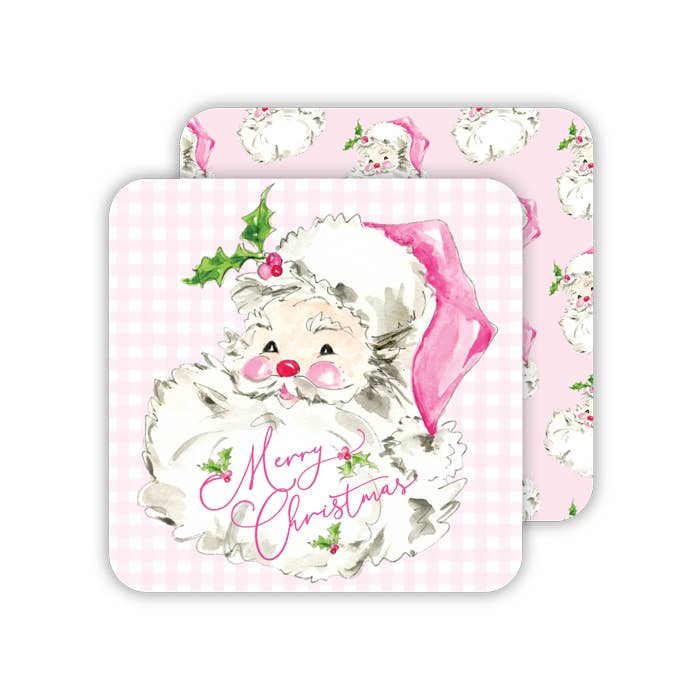 RosanneBeck Collections - Pink Santa/ Pattern Paper Coaster